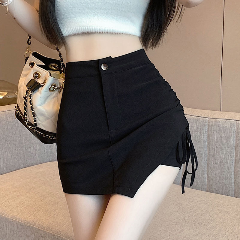 黑色不規則西裝半身裙褲女秋冬2023新款高腰顯瘦a字性感辣妹短裙