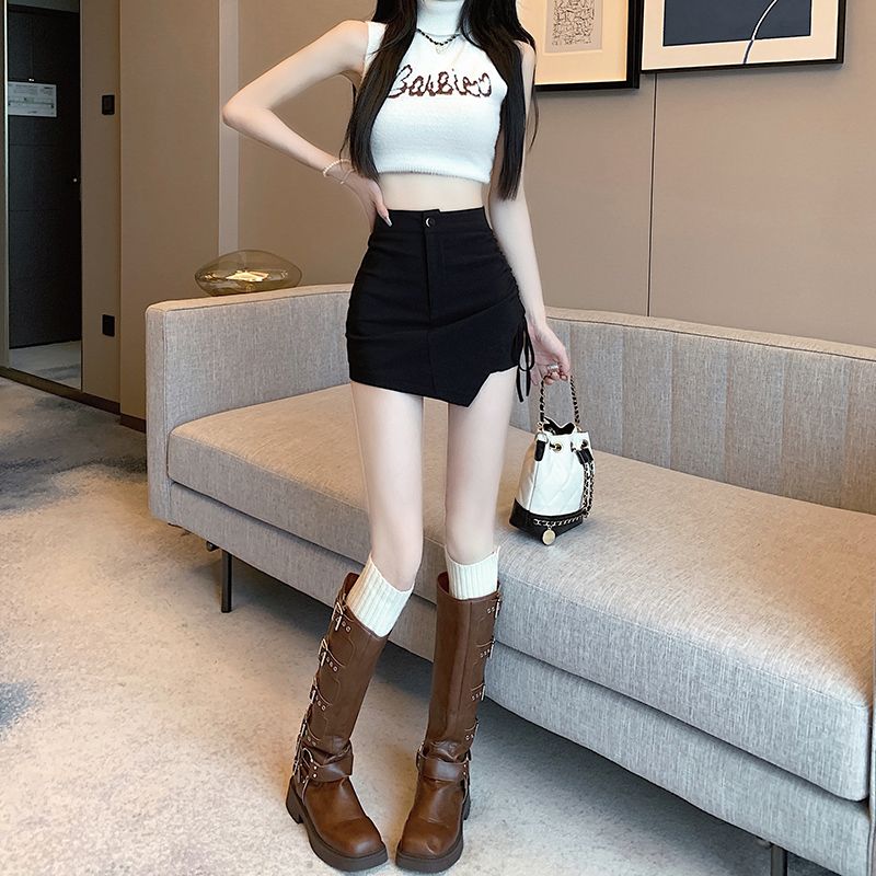黑色西裝半身裙女今年秋冬新款高腰a字包臀半裙小個子顯瘦短裙褲