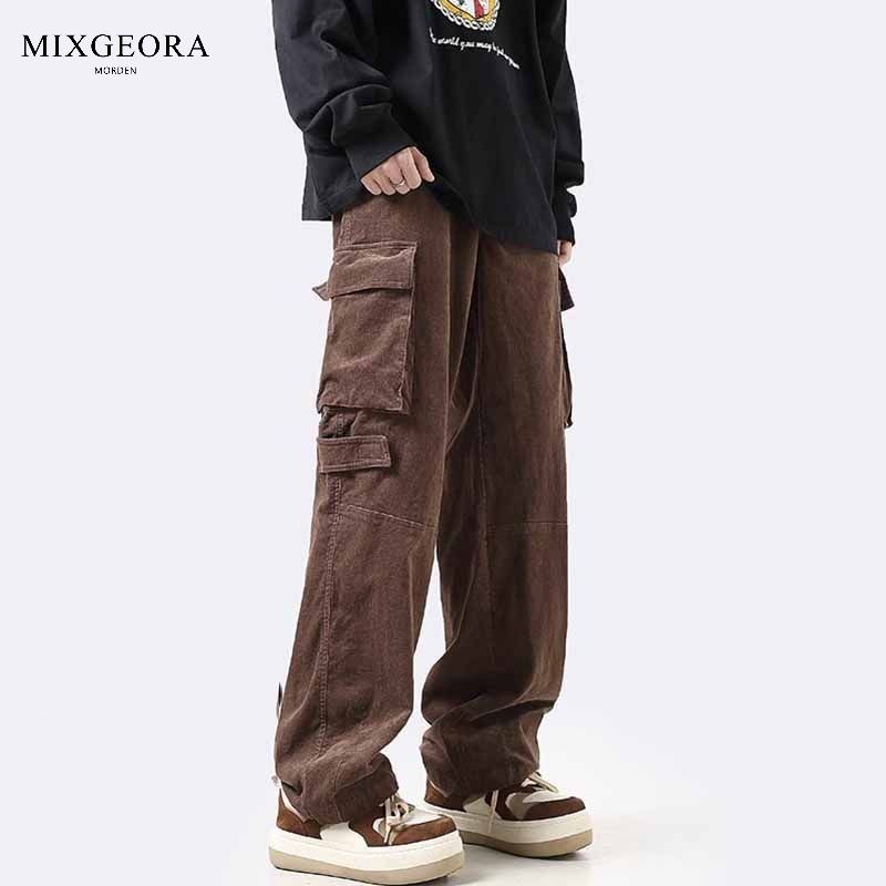 MIX GEORA美式高街水洗工装裤男多口袋直筒阔腿潮复古宽松休闲裤