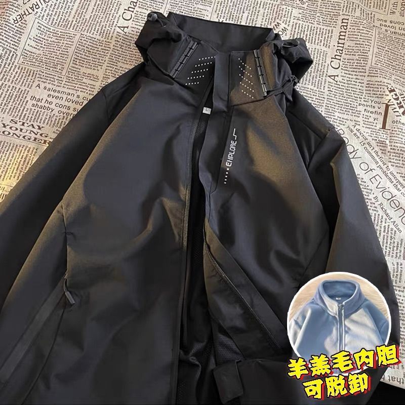 vintage美式三合一衝鋒衣外套男款秋季戶外潮牌情侶機能工裝夾克