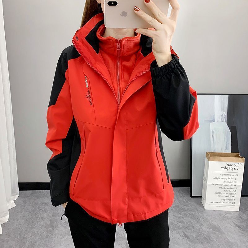 秋冬季衝鋒衣女三合一可拆卸防水防風外套戶外夾克情侶登山服男士