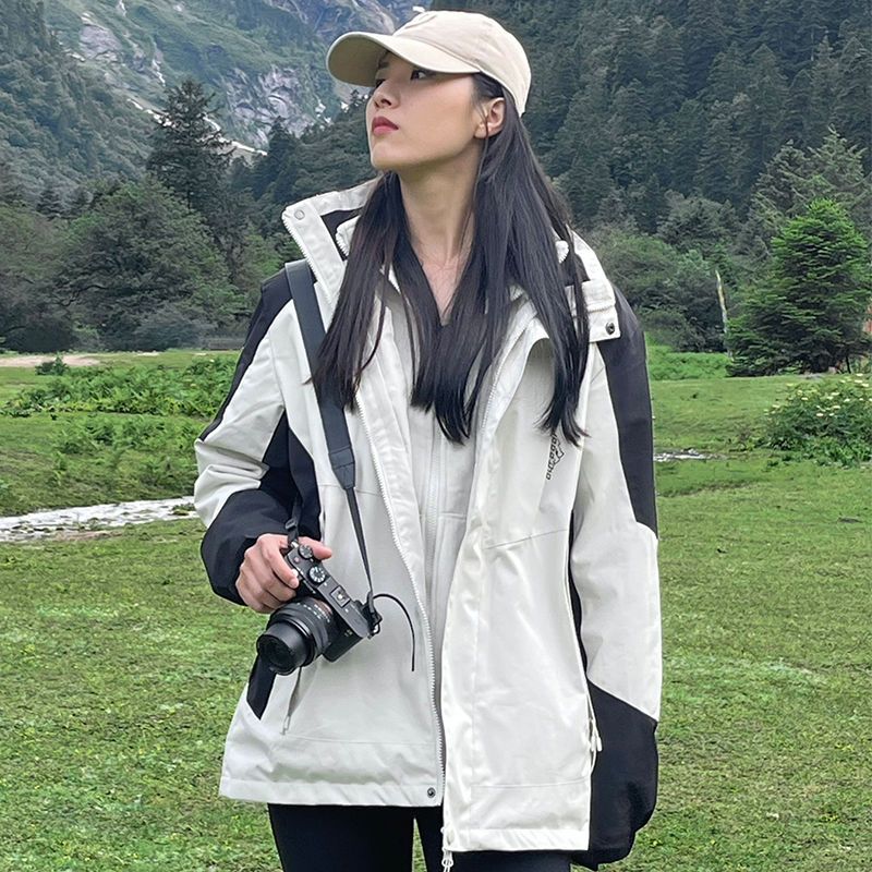 衝鋒衣女秋款2023新款薄款外套女秋款外穿三合一山本風冬季外套男
