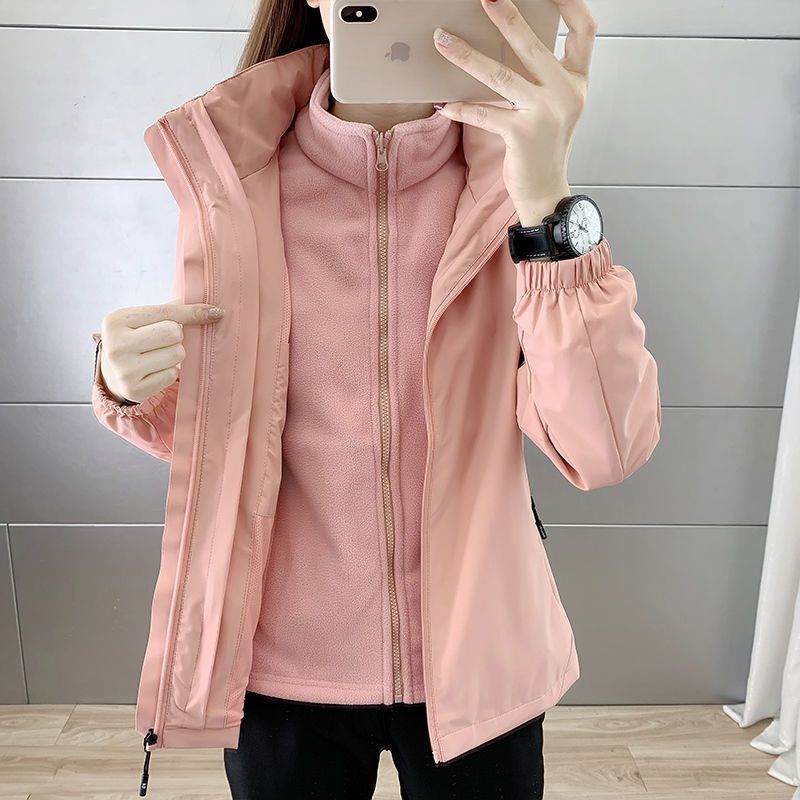 秋冬季新款韓版三合一衝鋒衣女戶外防風防雨情侶休閒外套登山服男