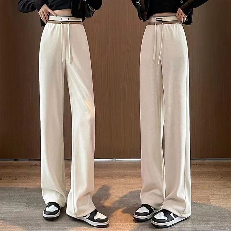 高腰垂感窄版闊腿褲女2023秋季新款寬鬆百搭休閒褲顯瘦時尚直筒褲