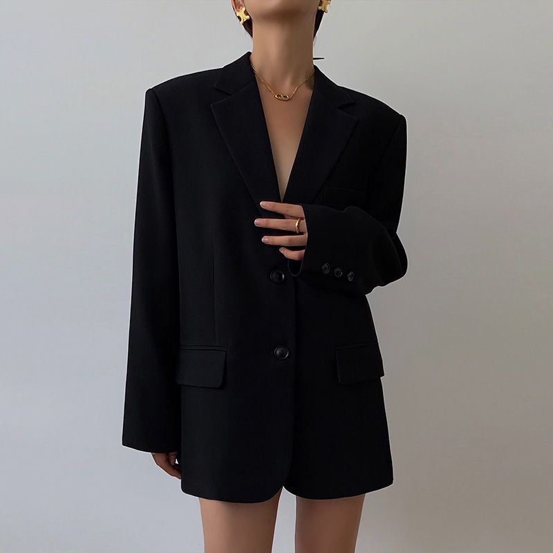 Black suit jacket for women 2023 spring and autumn new Korean version loose retro casual slim small man top suit