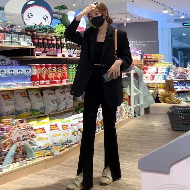 Black suit jacket for women 2023 new high-end design niche casual small short small suit top