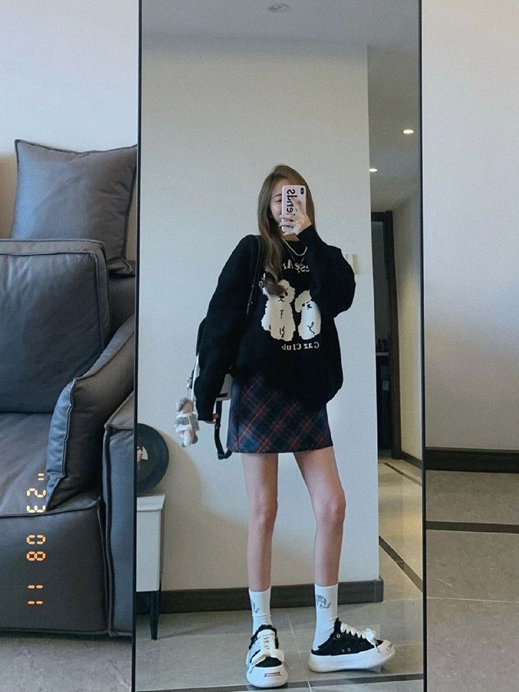 時尚甜酷減齡可愛外穿針織衛衣女秋冬寬鬆慵懶風洋氣復古炸街上衣
