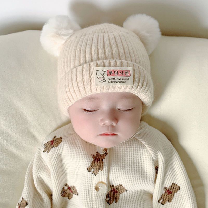婴儿帽子加厚新生儿胎帽保暖初生男女童针织帽冬季可爱宝宝超萌