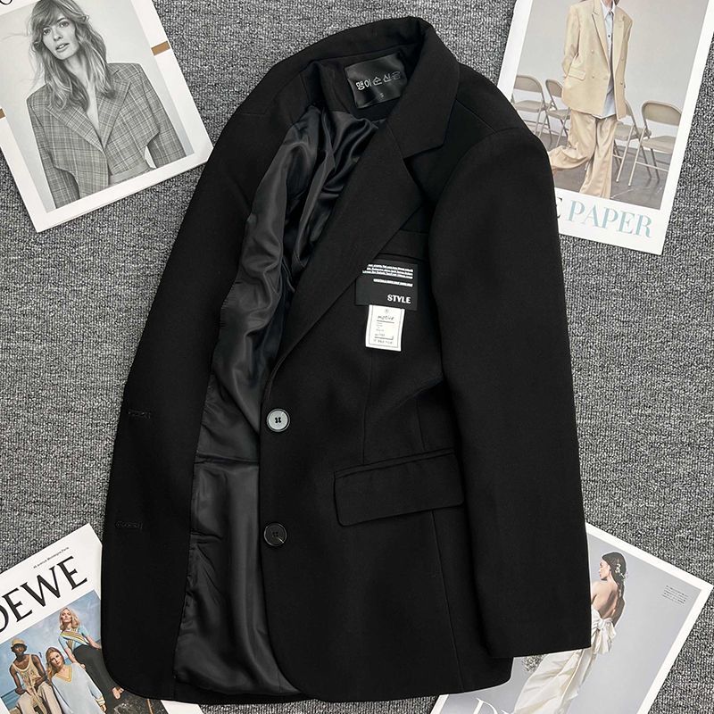 Black small suit jacket for women 2023 spring and autumn new high-end design niche small casual suit top