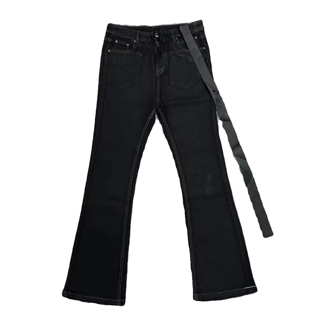 American high street micro horn ro ribbon design niche slim design black jeans long pants trendy brand