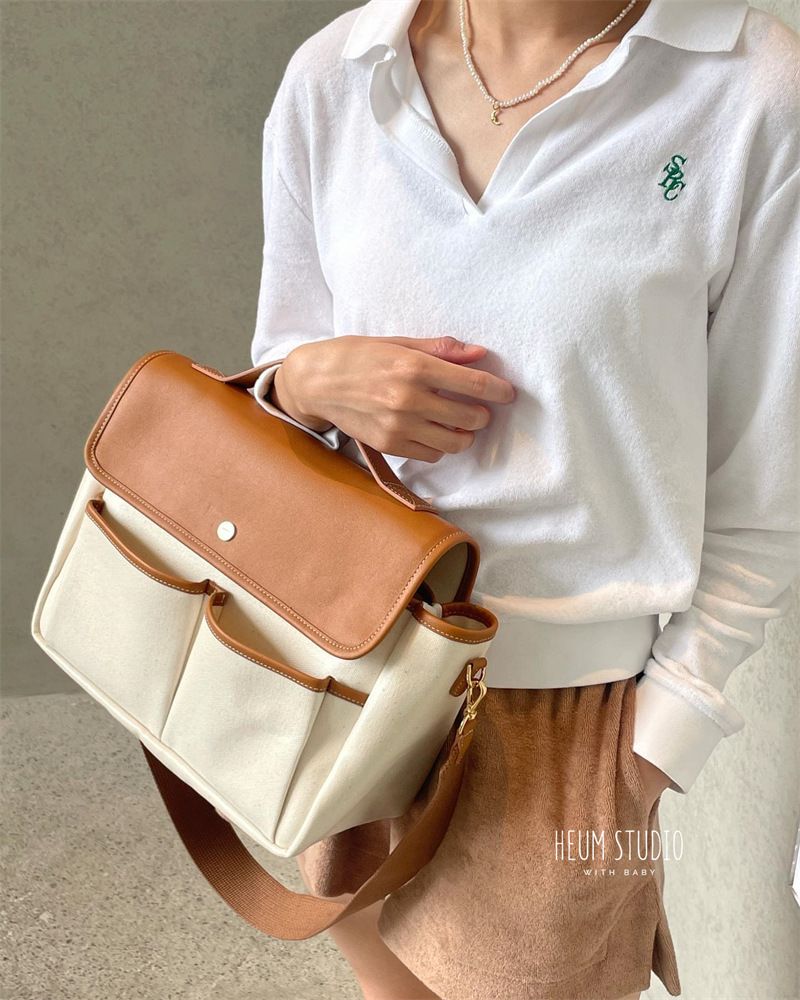 Korean INS Large Capacity Multifunctional Casual Mother And Baby Color Block Lightweight Crossbody Mommy Bag For Outings_voghion.com