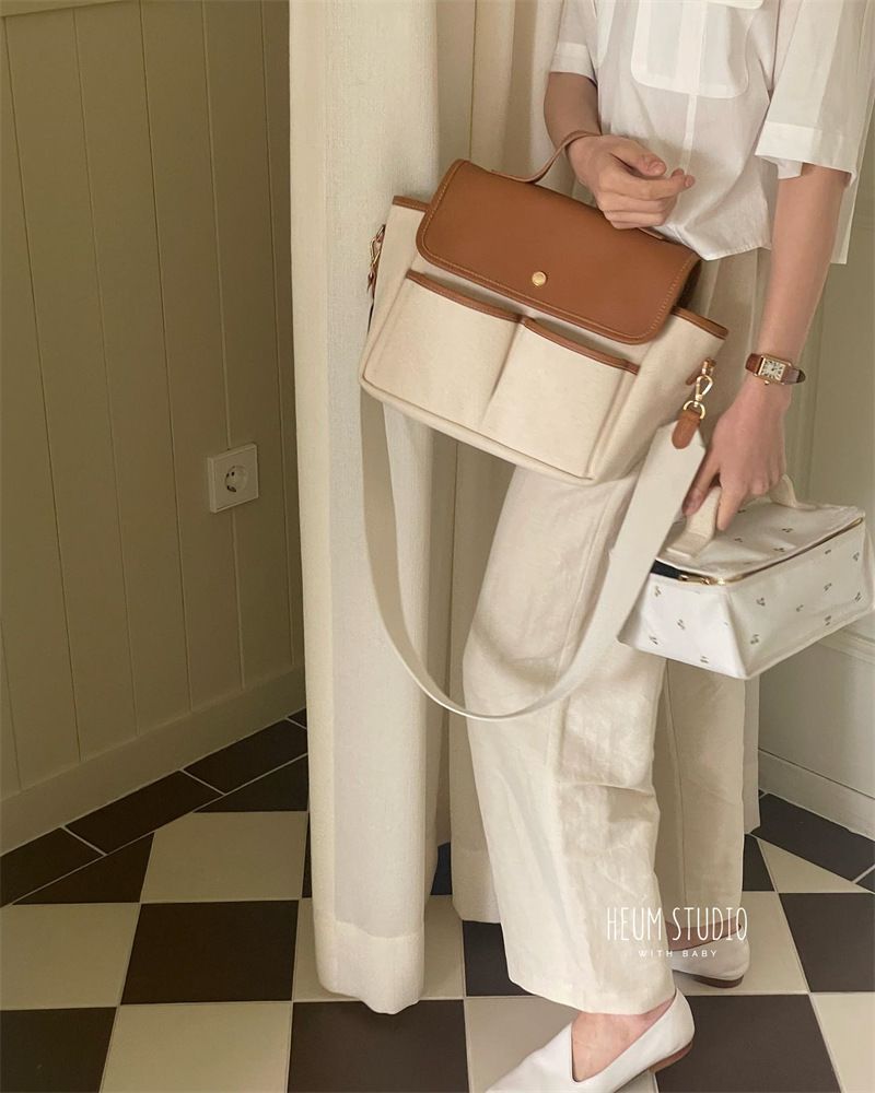 Korean INS Large Capacity Multifunctional Casual Mother And Baby Color Block Lightweight Crossbody Mommy Bag For Outings_voghion.com