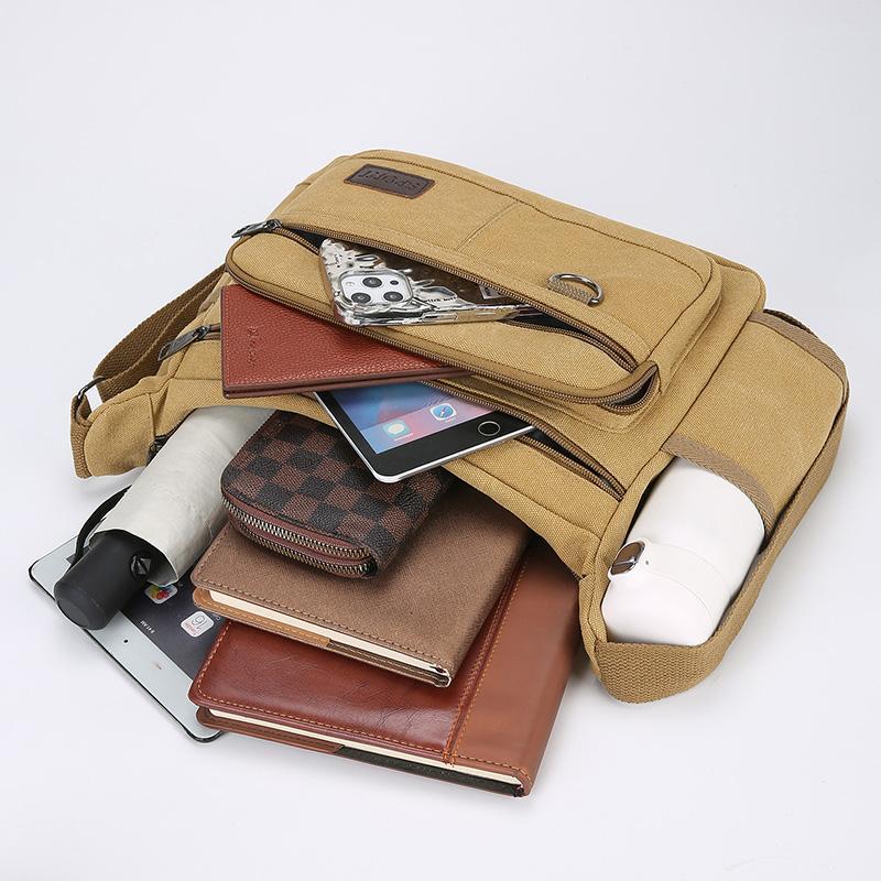 New Korean style canvas bag men's shoulder bag large capacity men's shoulder bag thickened casual mobile phone bag shopping bag men's bag