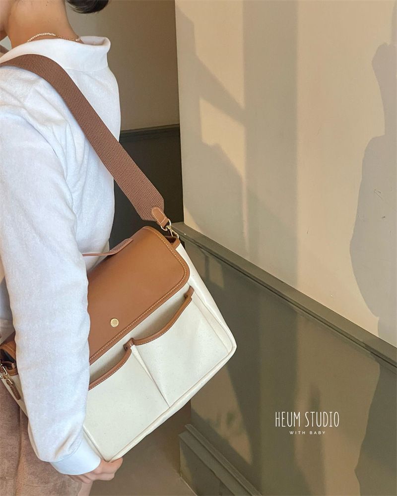 Korean INS Large Capacity Multifunctional Casual Mother And Baby Color Block Lightweight Crossbody Mommy Bag For Outings_voghion.com