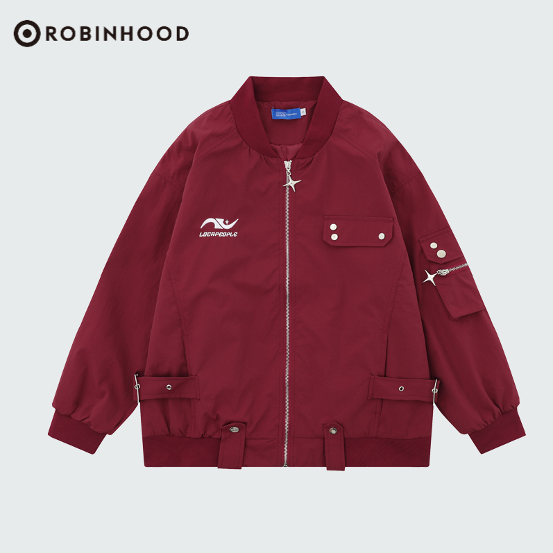 ROBINHOOD外套男美式高街设计感复古棒球服春秋季潮牌新款夹克