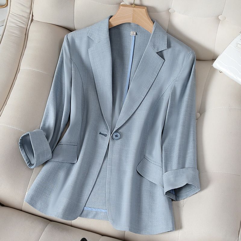 Tencel linen small suit jacket women's summer thin 2023 new spring and autumn small three-quarter sleeve suit top