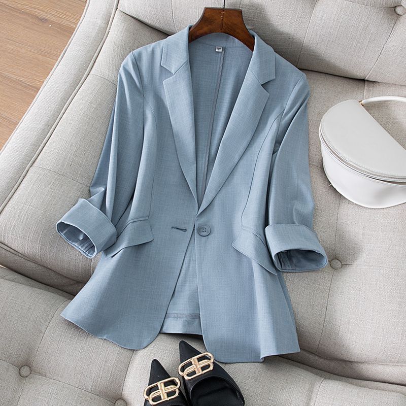 Tencel linen small suit jacket women's three-quarter sleeve spring and summer new Korean style temperament slim slim suit top for women