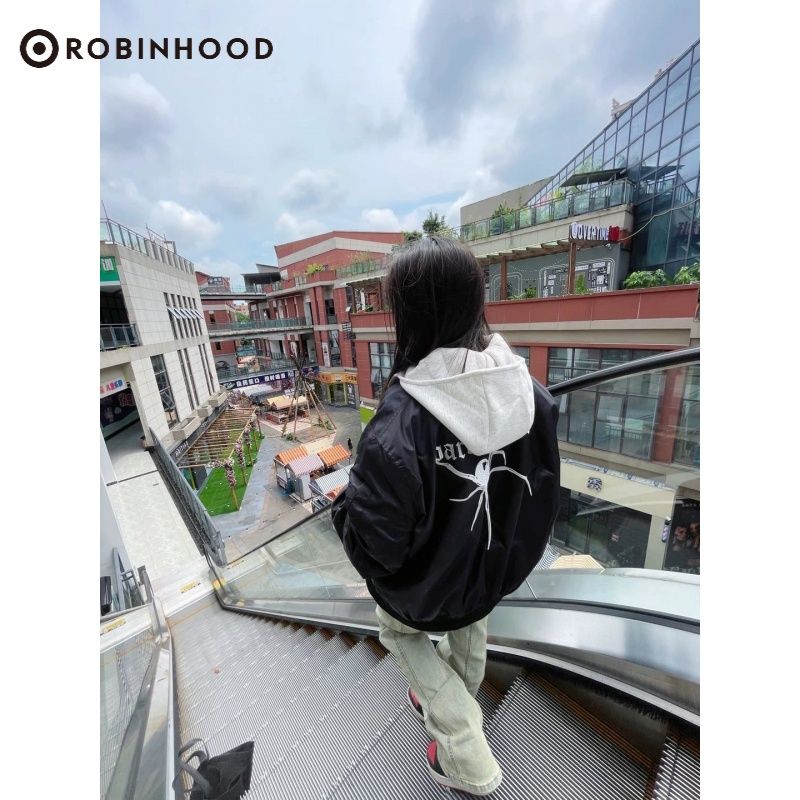 ROBINHOOD2023春秋季新款美式潮牌刺繡棒球服寬鬆百搭潮流夾克