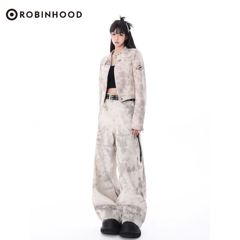 ROBINHOOD Retro Motorcycle Leather Jacket Women's Autumn 2023 New Sweet Cool Style Design Versatile Jacket Top