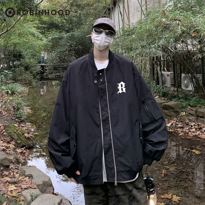 ROBINHOOD日系夾克青年復古工裝外套男春秋季寬鬆帥氣百搭棒球服