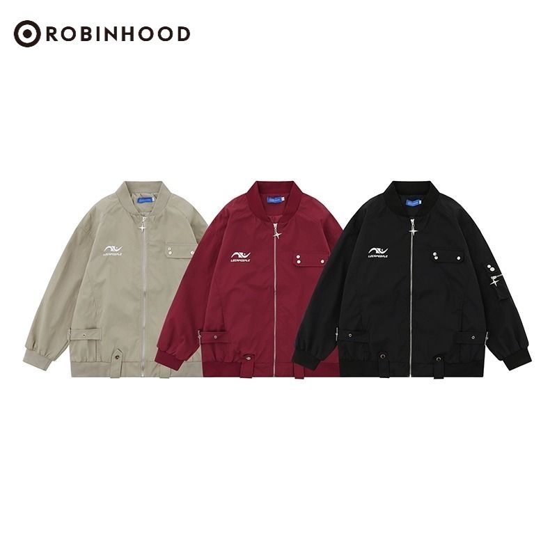 ROBINHOOD外套男美式高街设计感复古棒球服春秋季潮牌新款夹克