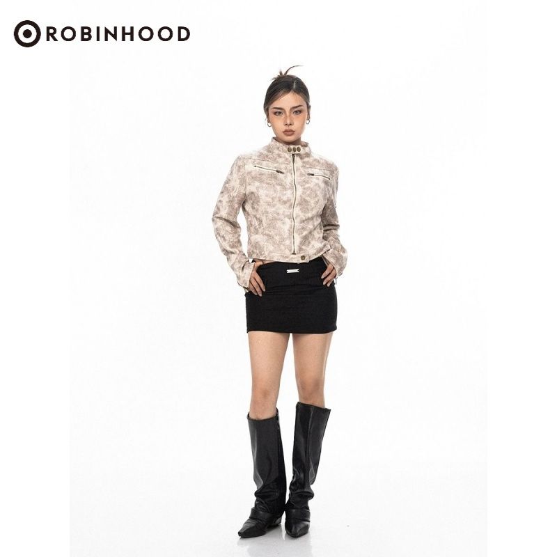 ROBINHOOD2023 new high-end niche fashion retro brown short jacket jacket for men and women spring and autumn