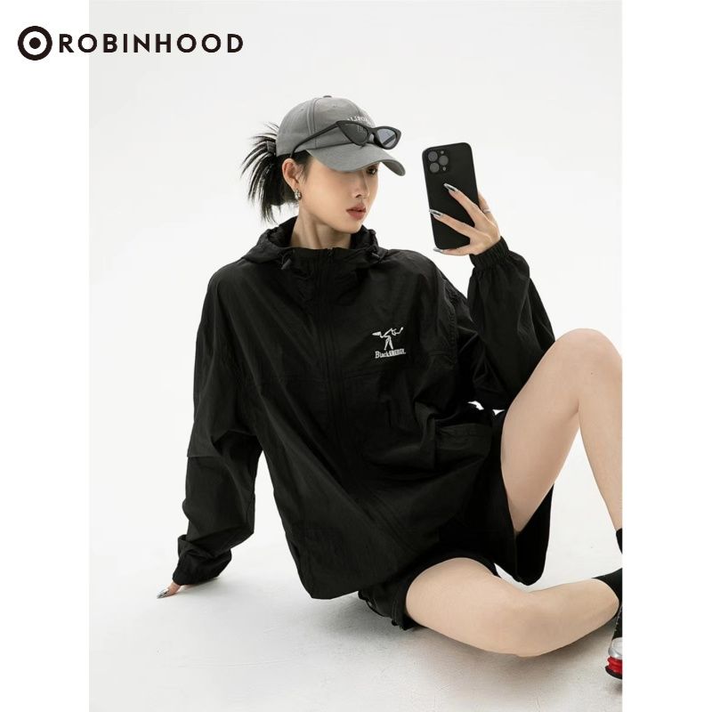 ROBINHOOD夏季超薄连帽冰丝美式潮牌防紫外线防晒衣UPF50+防晒服
