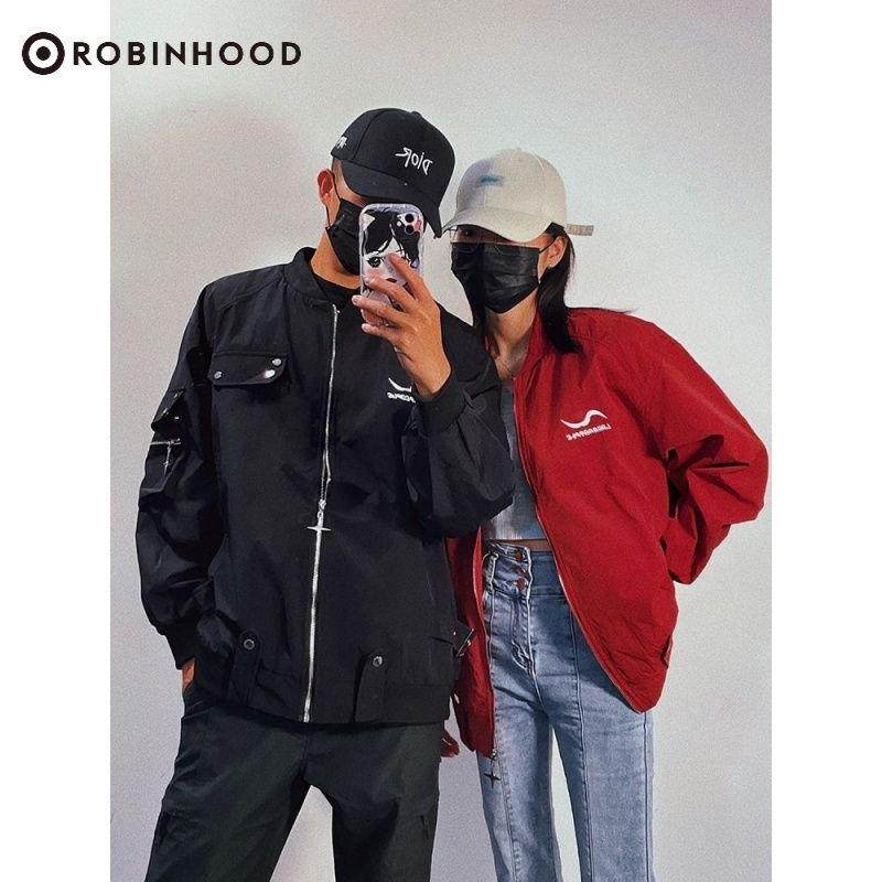 ROBINHOOD春秋季新款棒球服薄款美式風高街寬鬆休閒百搭夾克上衣