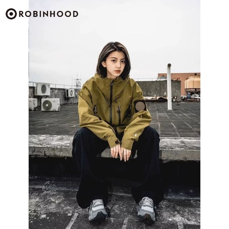 ROBINHOOD外套秋季潮牌ins痞帥寬鬆休閒連帽夾克潮流港風復古衝鋒