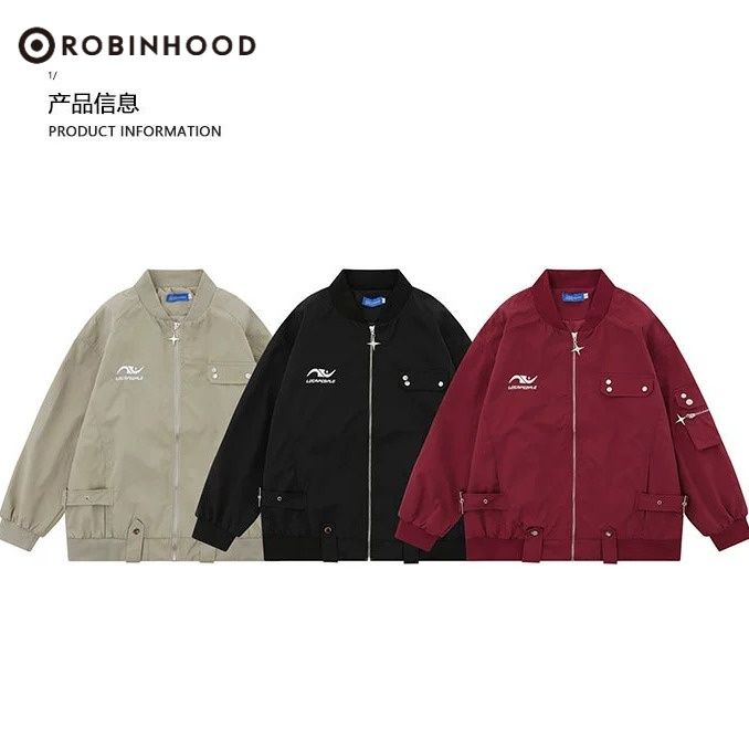 ROBINHOOD美式高街外套男女设计复古小众棒球服秋季新款潮牌夹克