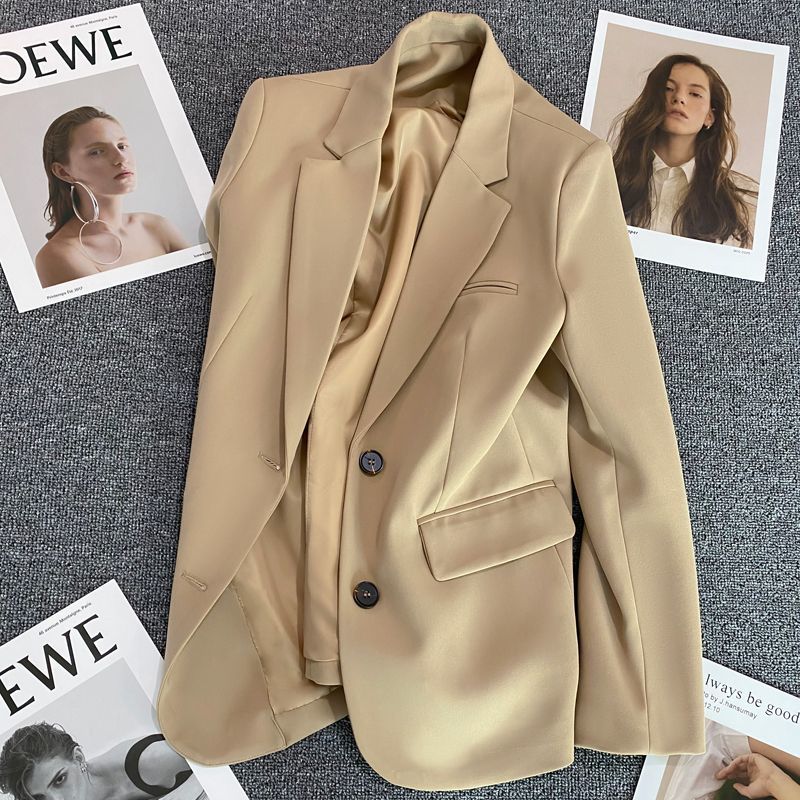 Khaki blazer women's Korean style loose temperament slim 2023 spring and autumn new small man suit top