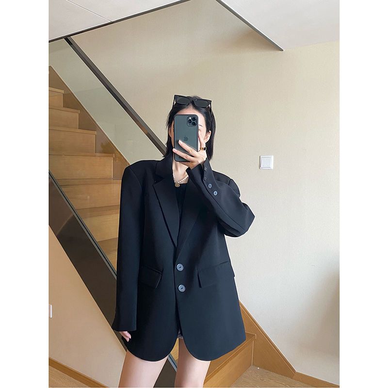 Black small blazer women's short 2023 spring and autumn new high-end design niche small casual suit