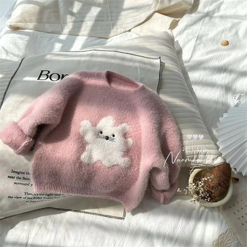Korean children's clothing  autumn and winter children's sweaters, Korean style cartoon baby sweaters, thickened fleece sweaters for boys and girls