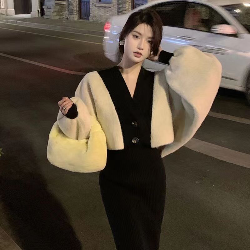 Autumn and winter temperament socialite little fragrant goddess fan lazy sweater internet celebrity hot street mink velvet sweater loose cardigan