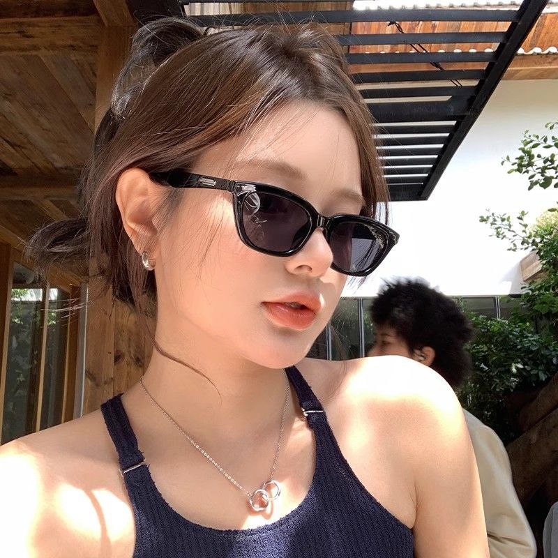 Jennie同款墨鏡女2023新款窄框貓眼個性網紅百搭時尚小框太陽鏡
