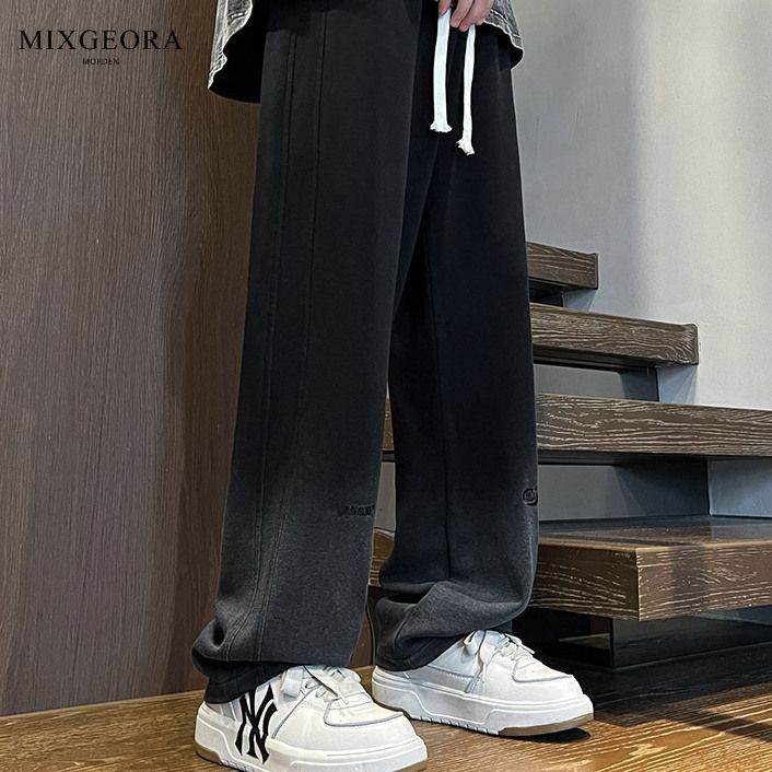 MIX GEORA美式复古运动卫裤男春秋潮牌宽松直筒阔腿裤休闲长裤子