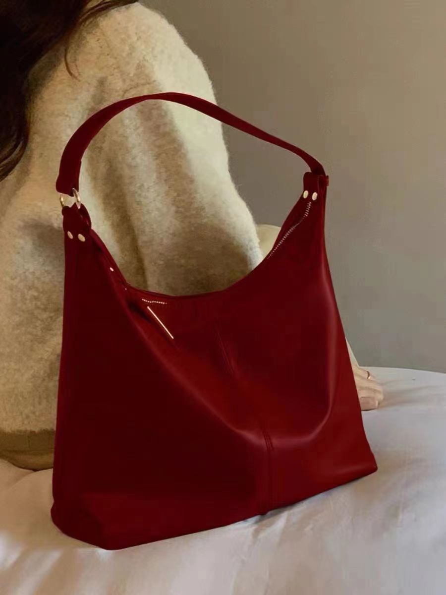  New niche design red bride retro large capacity Tote women's bag foreign style one shoulder wedding bag for women