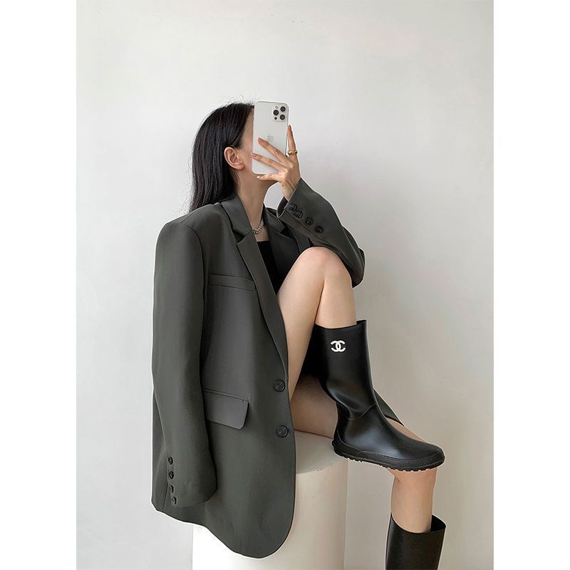 Spring and Autumn New Gray Suit Jacket Women's High-end Design Niche Casual Outerwear Profile Oversize Suit