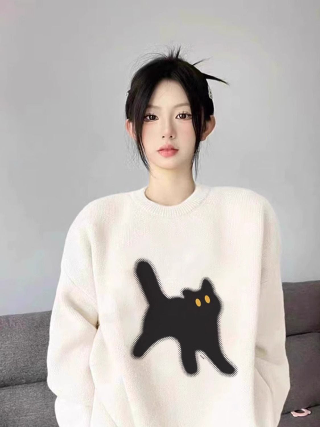 日系復古慵懶風套頭毛衣女秋冬寬鬆小個子溫柔甜美減齡針織衫上衣