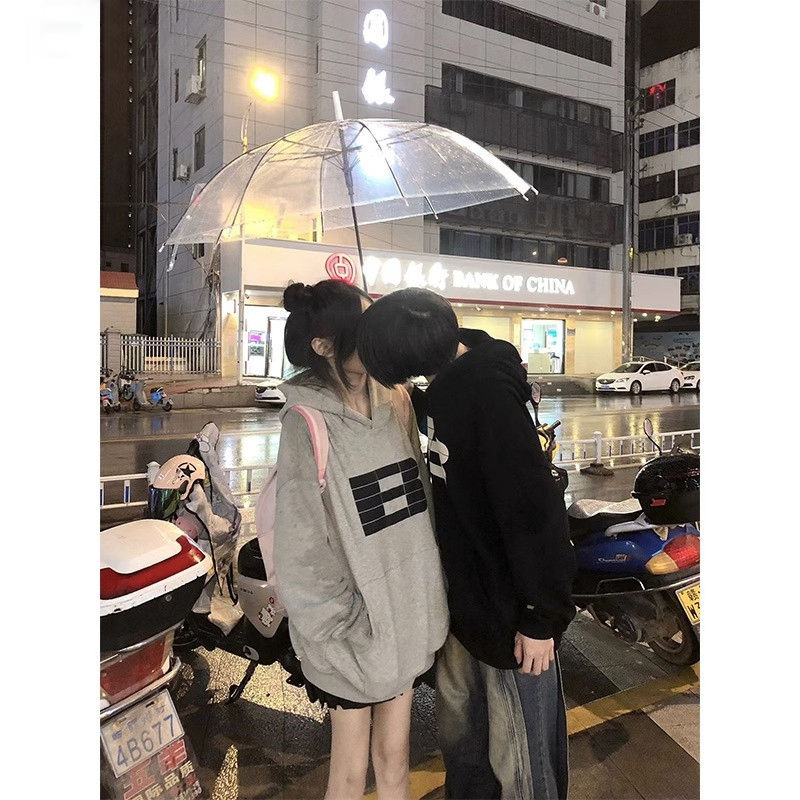 100%重磅純棉情侶連帽衛衣女2023新款秋冬加絨加厚復古chic外套潮