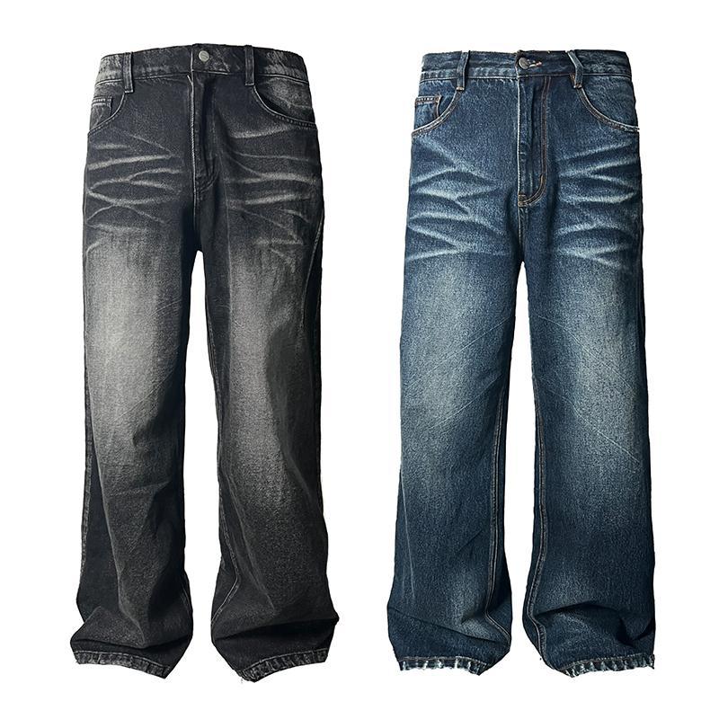 JCAESAR 23SS WAVE WHISKER DENIMS water ripple jeans, loose straight leg and slightly flared
