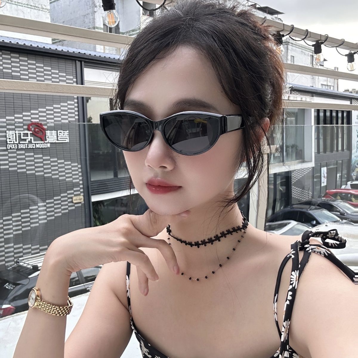 時尚復古防紫外線太陽眼鏡高級感韓版網紅百搭護眼防曬墨鏡女潮男