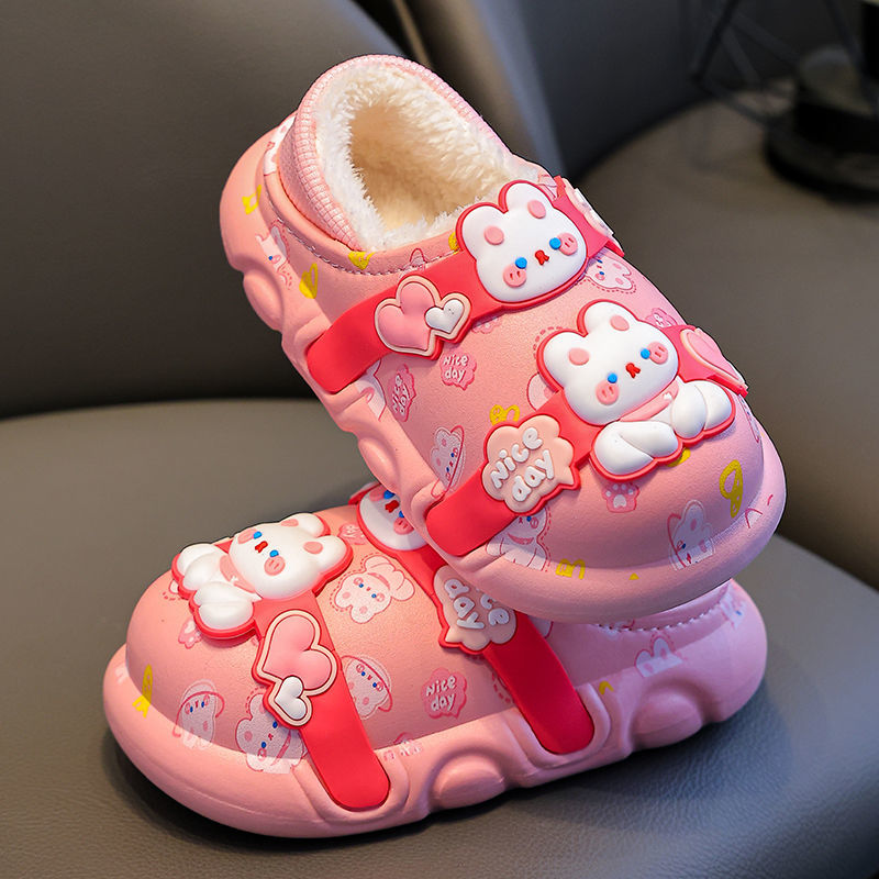 儿童拖鞋男童女孩宝宝冬季居家室内包跟防滑防臭踩屎感防水棉拖鞋