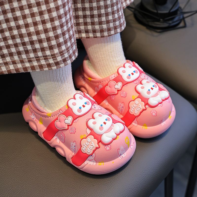 儿童拖鞋男童女孩宝宝冬季居家室内包跟防滑防臭踩屎感防水棉拖鞋