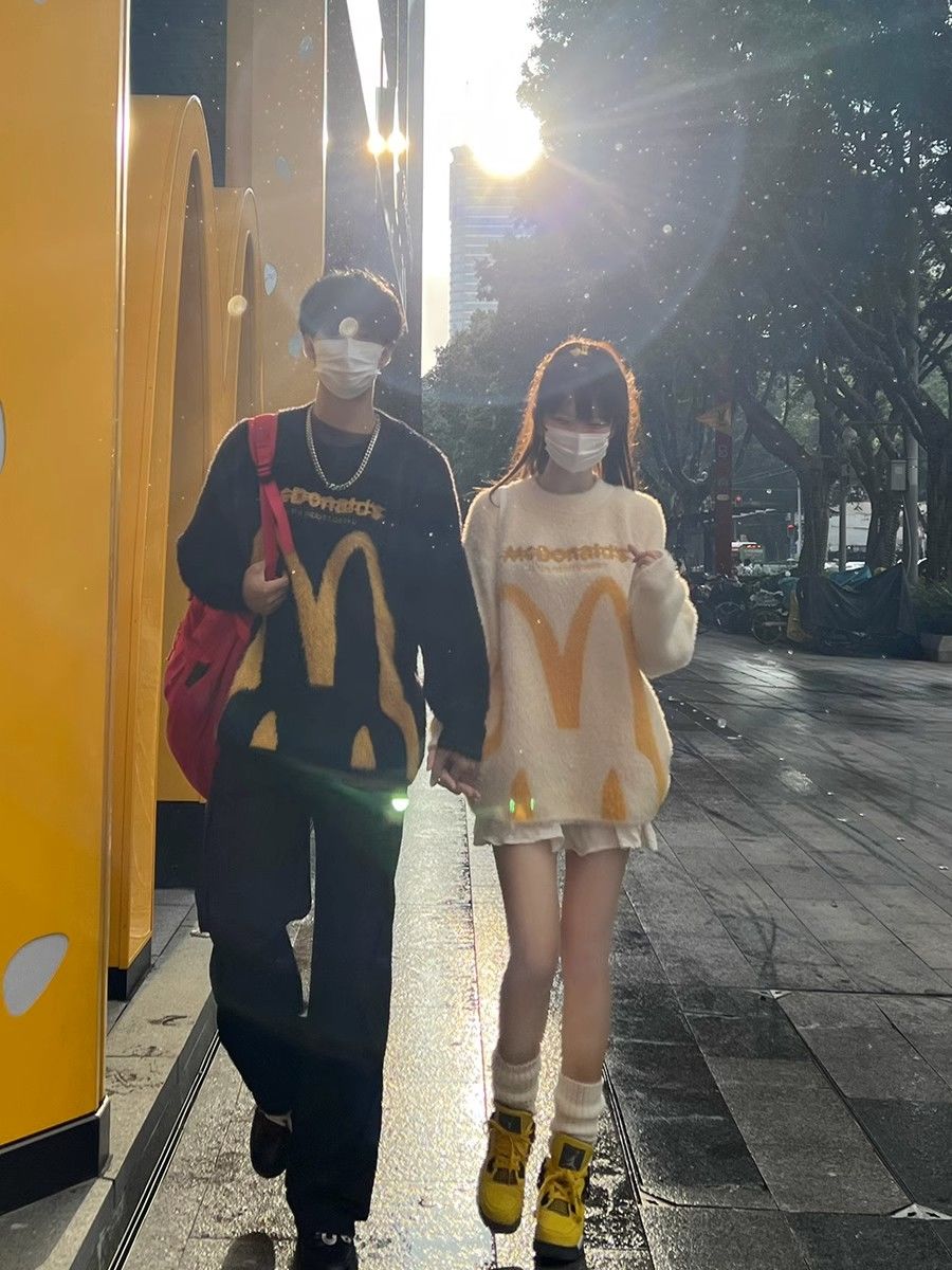 美式復古高級感毛衣女2023秋冬季外穿寬鬆情侶針織衫慵懶風上衣潮