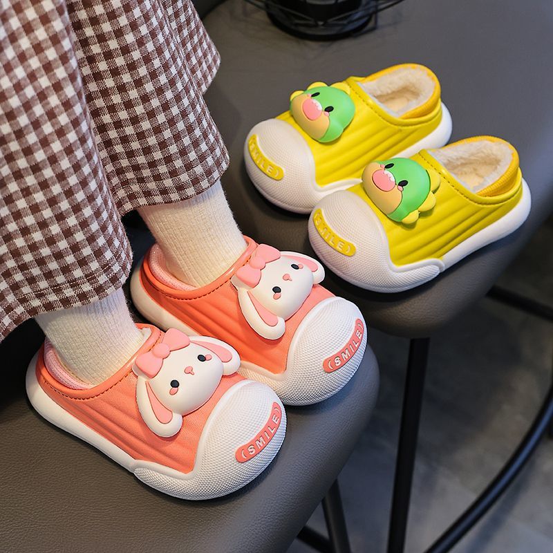 儿童棉拖鞋男童冬女童小孩婴幼儿室内居家宝宝防滑毛毛包跟棉鞋冬