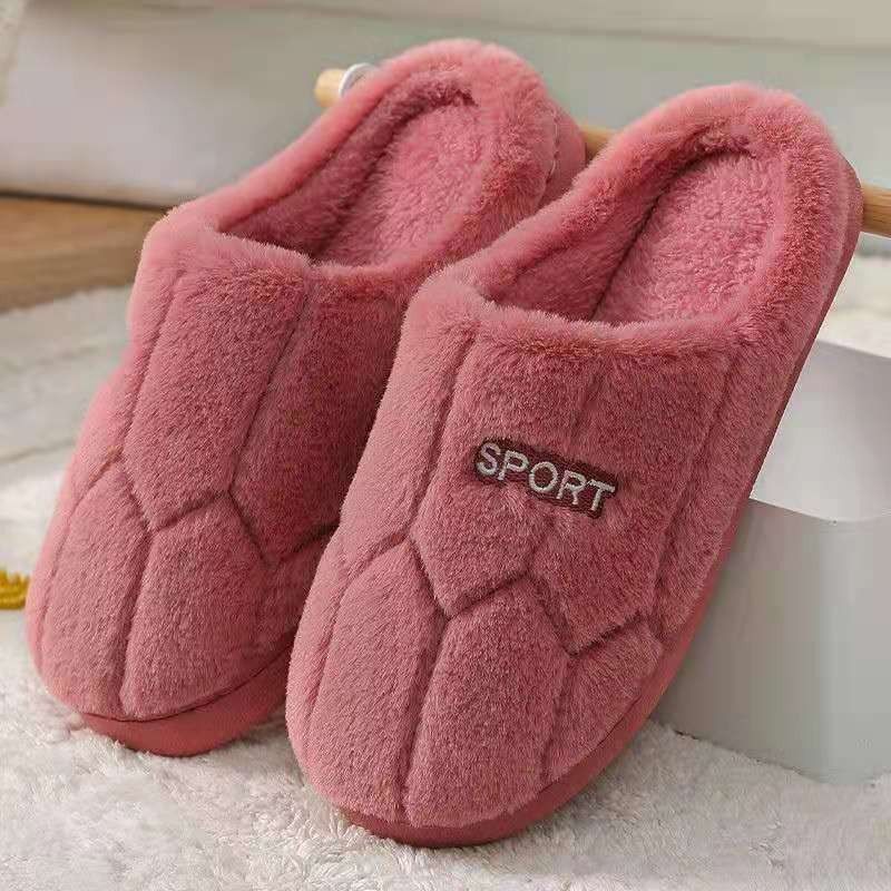 Winter cotton slippers for women, non-slip, plus velvet, warm confinement slippers, indoor home couple, cute thickened woolen cotton slippers