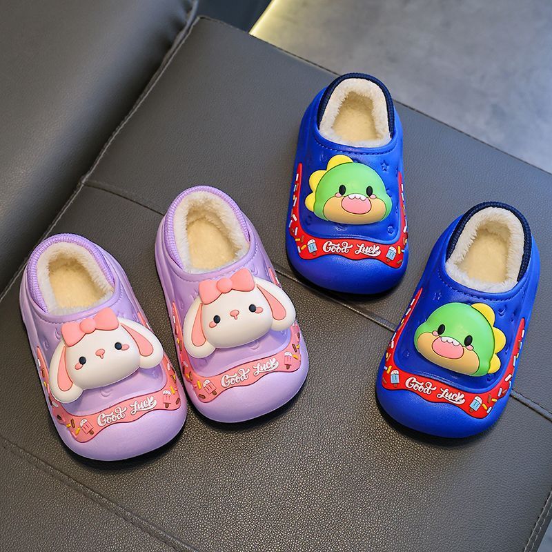 儿童棉拖鞋冬季男孩防水防滑宝宝家居保暖室内包跟小孩棉鞋