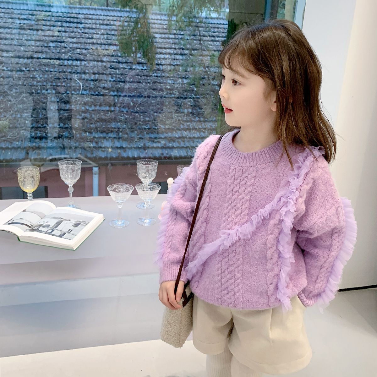 女童秋冬装毛衣新款韩版儿童洋气上衣宝宝冬季加厚套头毛线衣