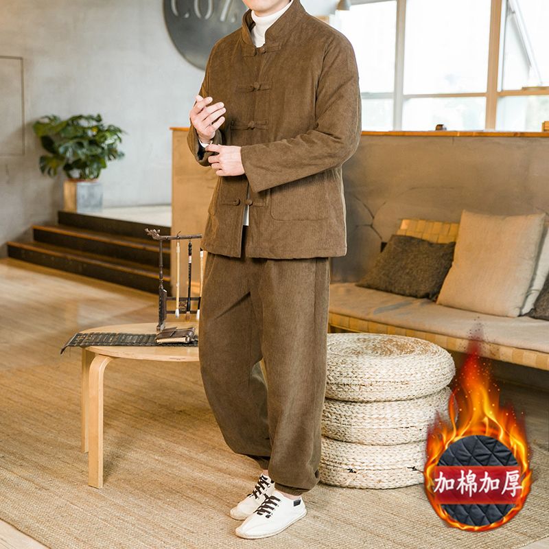 燈芯絨棉衣男加厚冬季中國風棉襖中老年棉服新中式男裝唐裝外套潮
